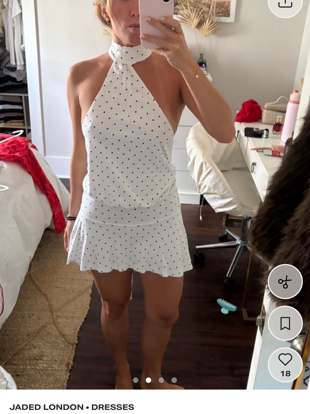 Jaded London White Polka Dot Halter Mini Dress